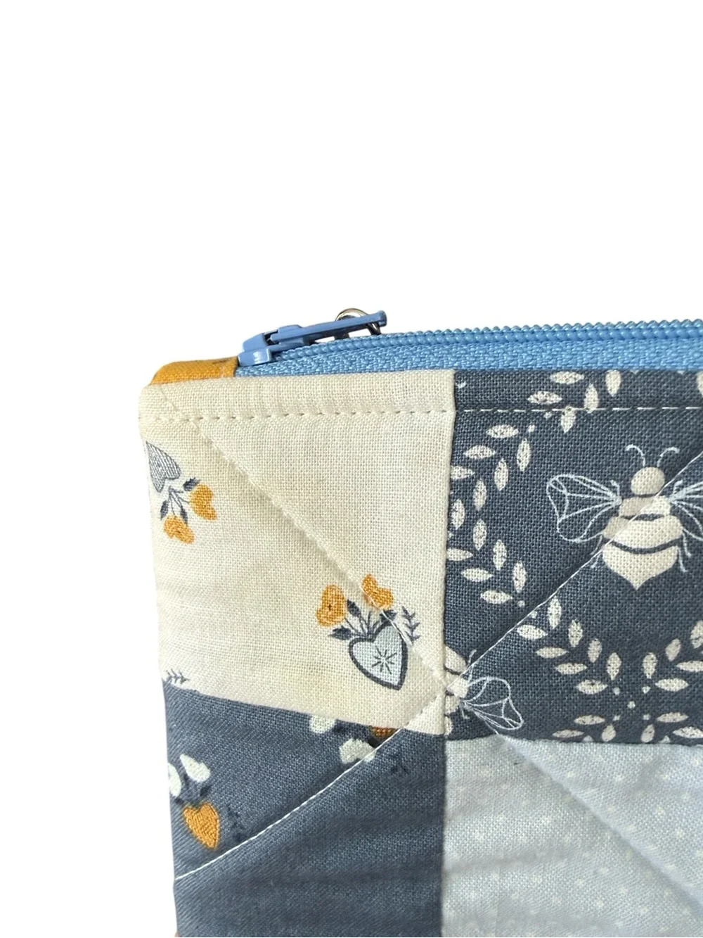 Handmade Quilted Wilma Pouch With Enamel Happy Pumpkin Charm 11”x8”